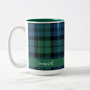 Plaid Script Custom Clan Campbell Tartan Two-Tone Coffee Mug