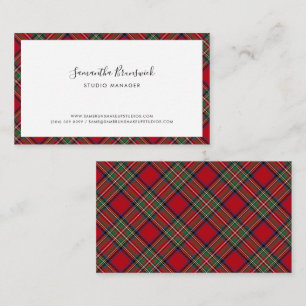 Plaid Script Elegant Makeup Artist Tartan Business Card