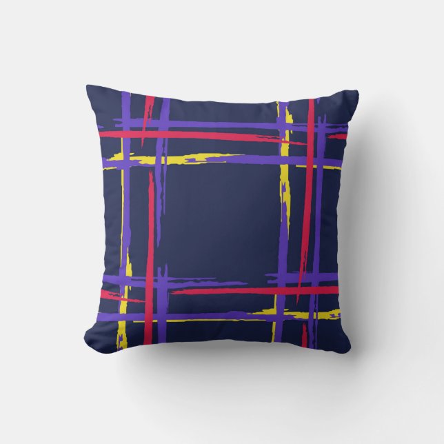 Plaid. Seamless Grunge Stripes. Abstract Texture w Cushion (Front)