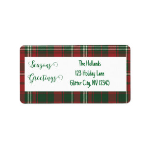Plaid Seasons Greetings Return Address Label