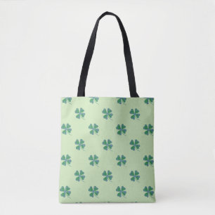 Plaid Shamrock 4-leaf Clover Pattern Tote Bag