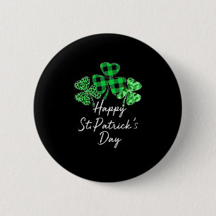 Plaid Shamrock Leopard Camouflage Happy St Patrick 6 Cm Round Badge