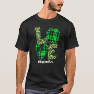 Plaid Shamrock Love Big Brother Leopard St Patrick T-Shirt