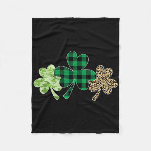 Plaid Shamrock Shirt Leopard Camouflage Fun St Pat Fleece Blanket