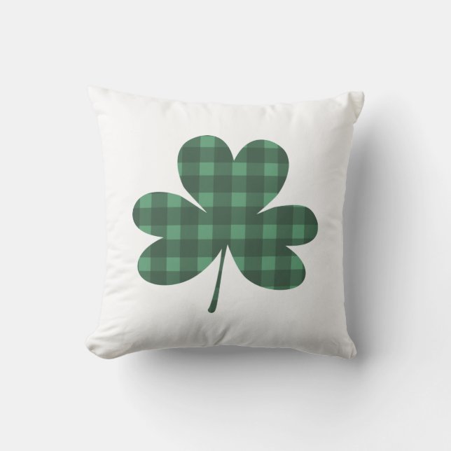Plaid Shamrock  St Patricks Day   Cushion (Front)