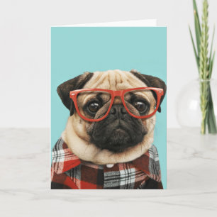 Plaid Shirt Pug Card
