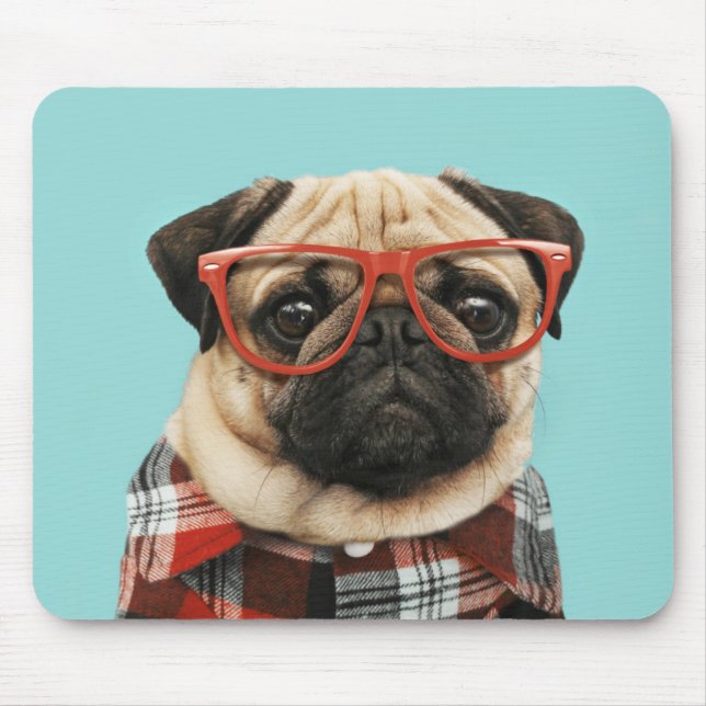 Plaid Shirt Pug Mouse Mat (Front)