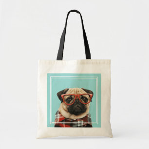 Plaid Shirt Pug Tote Bag