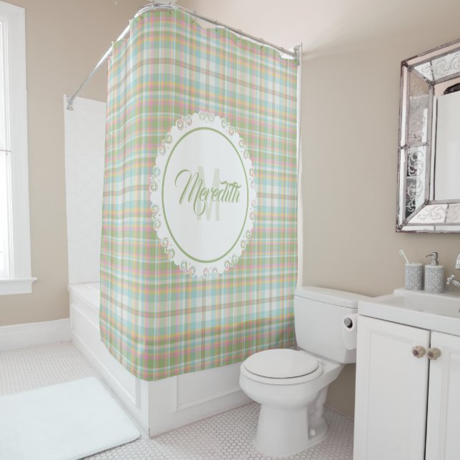 Plaid Shower Curtain - Spring Colours {S2D2} (In Situ)