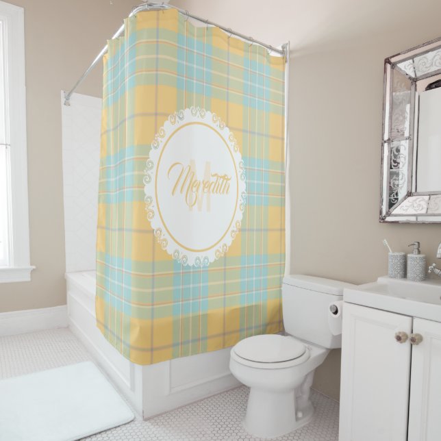 Plaid Shower Curtain - Spring Colours {S2D4} (In Situ)