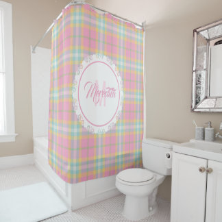 Plaid Shower Curtain - Spring Colours {S2D5}