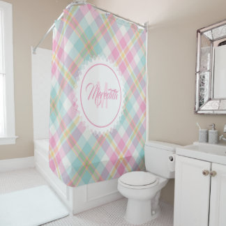 Plaid Shower Curtain - Spring Colours {S2D6}