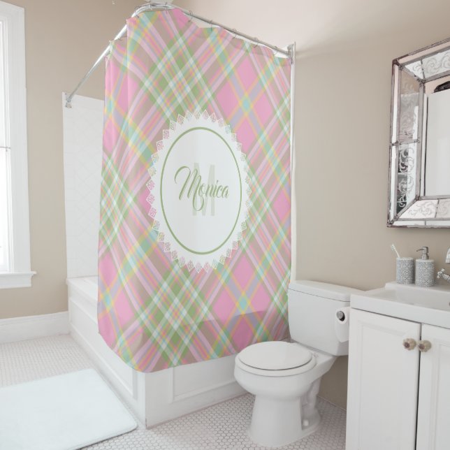 Plaid Shower Curtain - Spring Colours {S2D7} (In Situ)