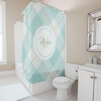 Plaid Shower Curtain - Spring Colours {S2D8}