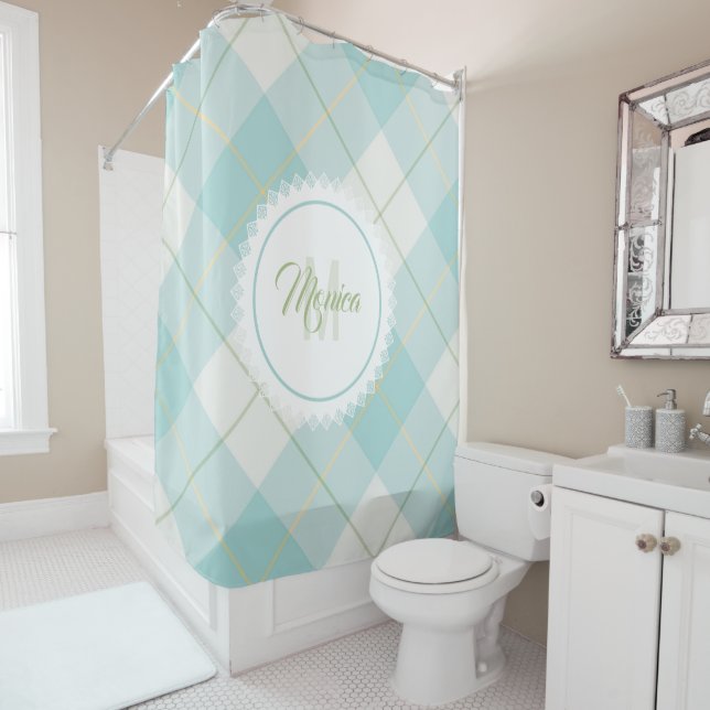 Plaid Shower Curtain - Spring Colours {S2D8} (In Situ)