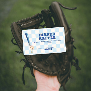 Plaid Slugger Baseball Diaper Raffle Baby Shower  Enclosure Card