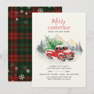 Plaid Snowflake Holiday Moving Announcement