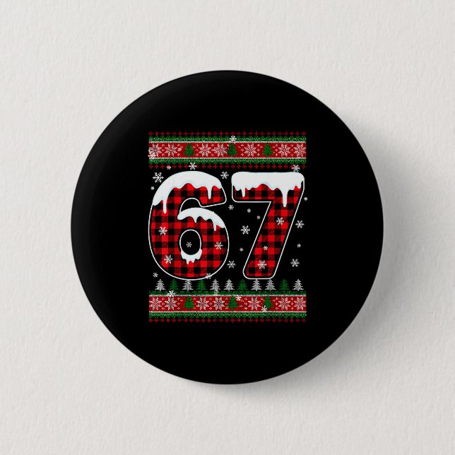 Plaid Snowflake Six Seven Christmas 67 Meme  6 Cm Round Badge (Front)