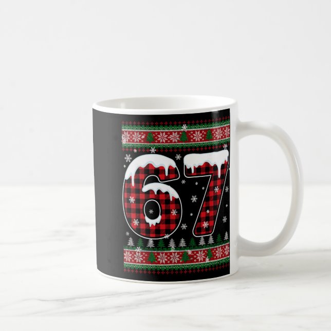 Plaid Snowflake Six Seven Christmas 67 Meme  Coffee Mug (Right)