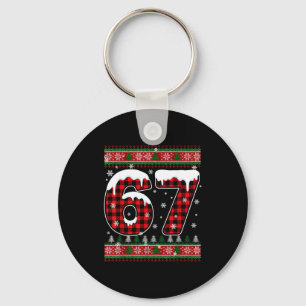 Plaid Snowflake Six Seven Christmas 67 Meme  Key Ring