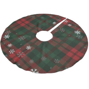 Plaid Snowflakes Pattern Christmas Holidays Brushed Polyester Tree Skirt