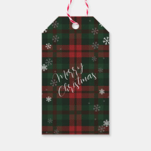 Plaid Snowflakes Pattern Christmas Holidays Gift Tags