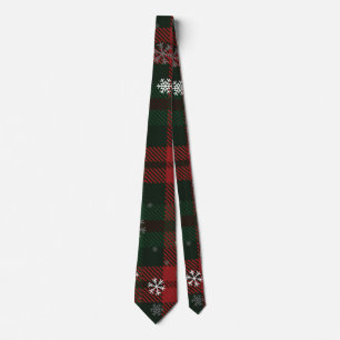 Plaid Snowflakes Rustic Christmas Holidays Tie