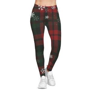 Plaid Snowflakes Rustic Winter Christmas Leggings