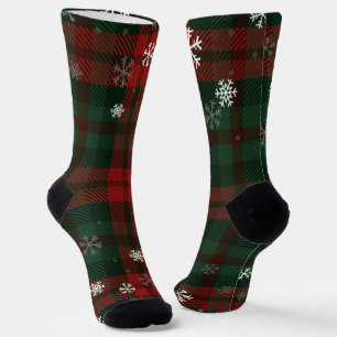 Plaid Snowflakes Rustic Winter Christmas Tartan Socks