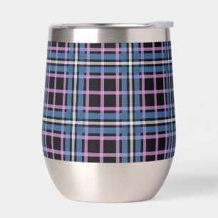 Plaid Stemless Wine Tumbler – Blue & Lavender