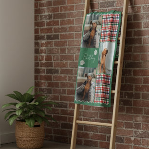 Plaid Stripe Squiggle Pet Four Photo Grid Fleece Blanket