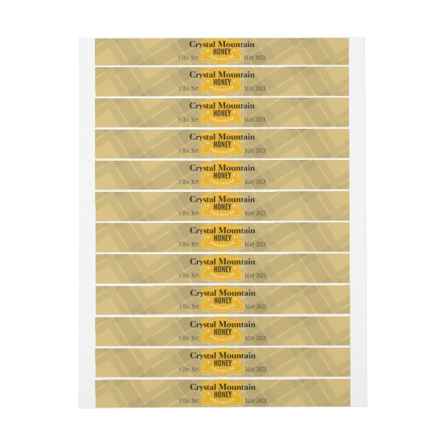 Plaid Stripes Honey Jar Product Wrap Around Label (Sheet)