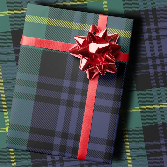 plaid Stylish Navy Christmas Wrapping Paper (Creator Uploaded)
