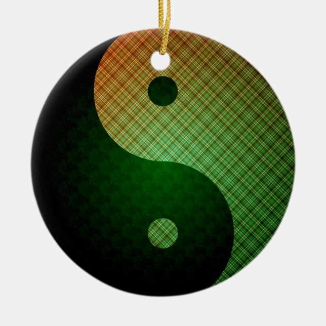 Plaid Sunshine Yin Yang Ornament (Front)