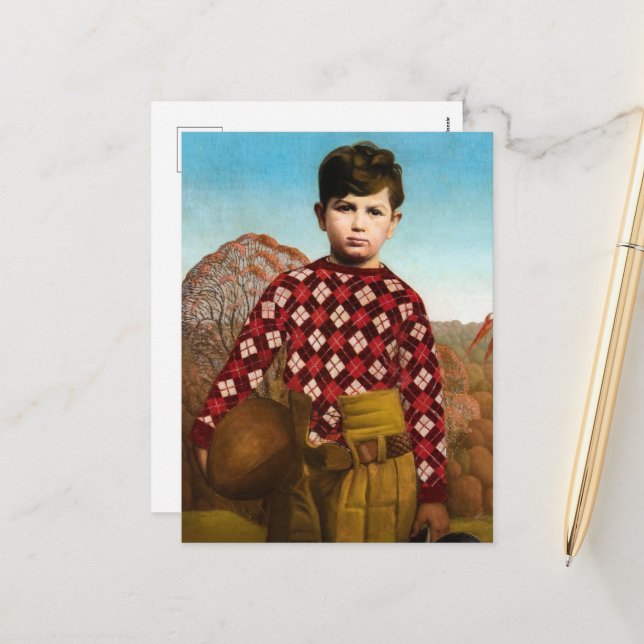 Plaid Sweater by Grant Wood Holiday Postcard (Front/Back In Situ)