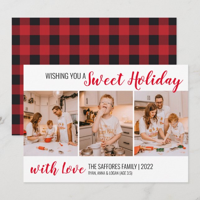 Plaid Sweet Holiday Christmas Holiday Photo Card (Front/Back)