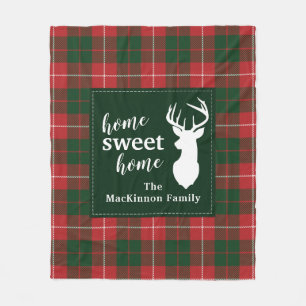 Plaid Sweet Home Deer Personalised Tartan Fleece Blanket