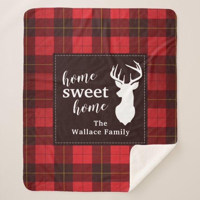 Plaid Sweet Home Wallace Tartan Personalised Sherpa Blanket (Front)