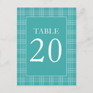 Plaid Table Numbers (Aqua / White) Postcard