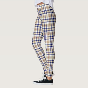 Plaid Tan Navy Red XDIY BG White Leggings