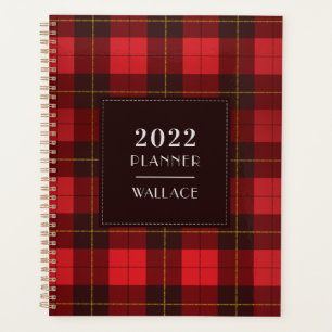 Plaid Tartan 2022 Clan Wallace Red Chequered Planner