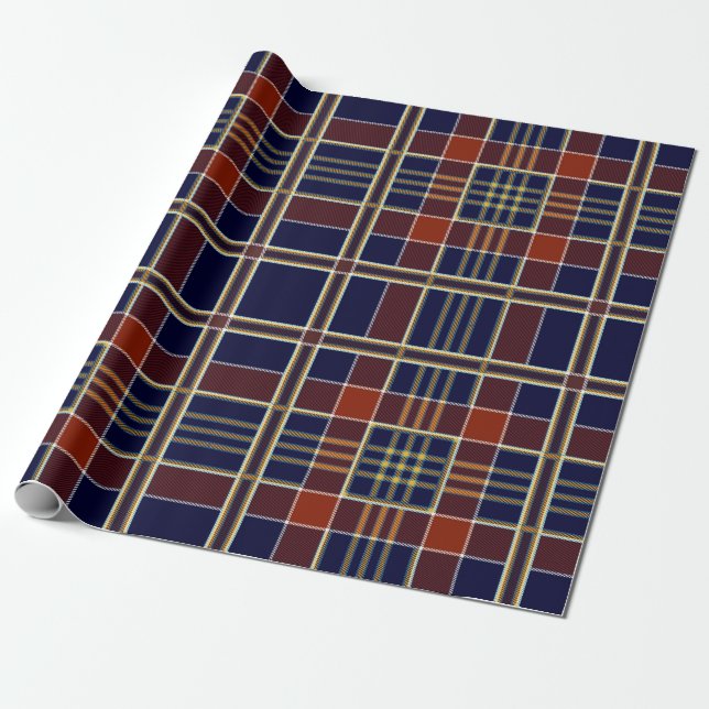 Plaid Tartan Blue and Red  Wrapping Paper (Unrolled)