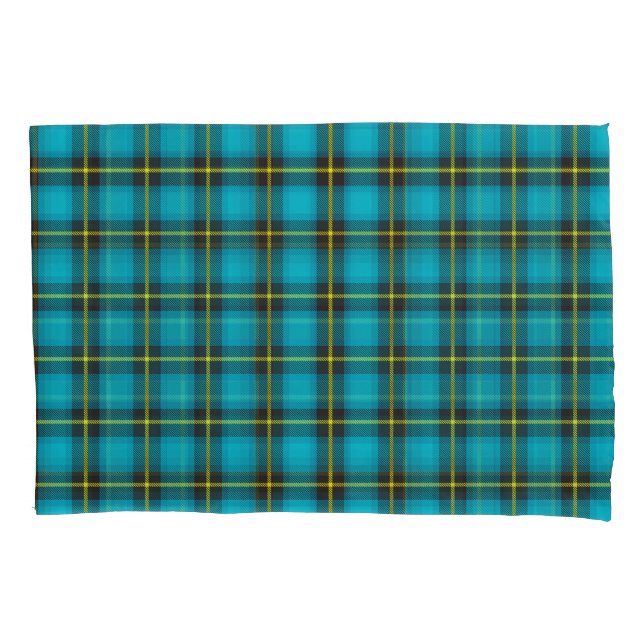 Plaid Tartan Blue Black Yellow Pattern Trendy Pillowcase (Front)