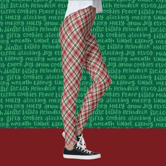 Plaid Tartan Christmas Red & Green Holiday Comfort Leggings (Creator Uploaded)