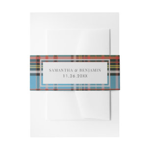 Plaid Tartan Clan Anderson Rustic Wedding Custom Invitation Belly Band