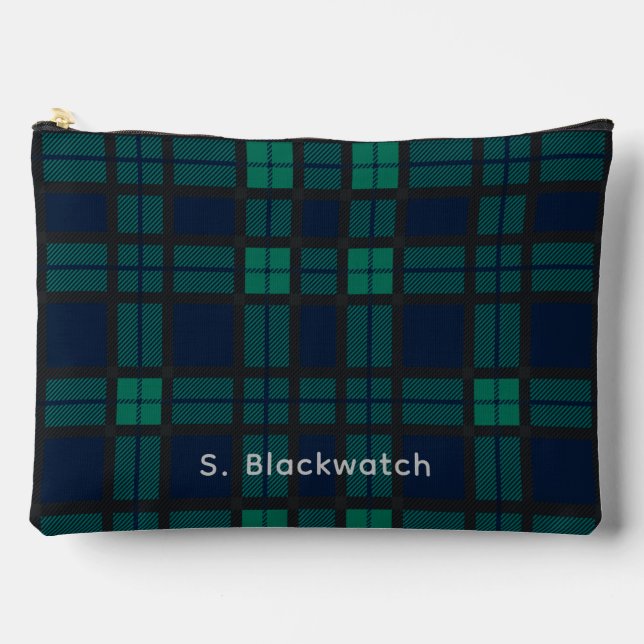 Plaid Tartan Clan Blackwatch Personalised Tartan Accessory Pouch (Front)