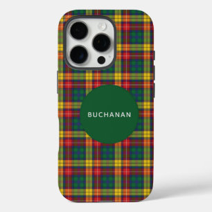 Plaid Tartan Clan Buchanan Red Green Personalised iPhone 16 Pro Case