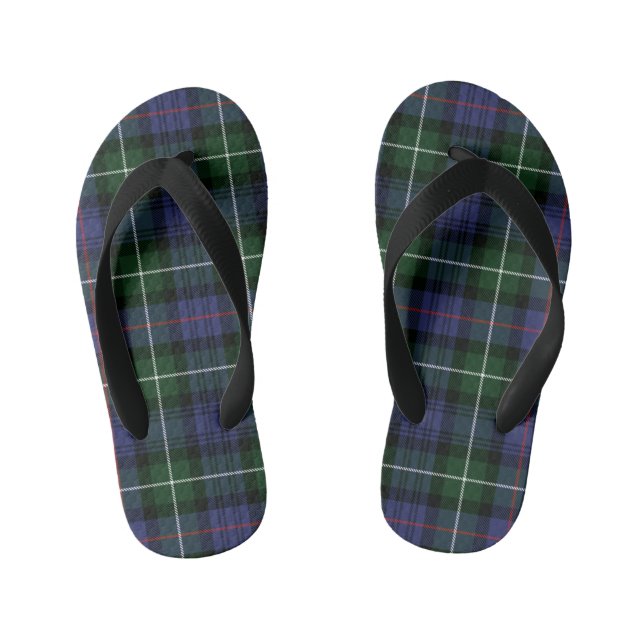 Plaid Tartan Clan MacKenzie Purple Green Check Kid's Flip Flops (Footbed)