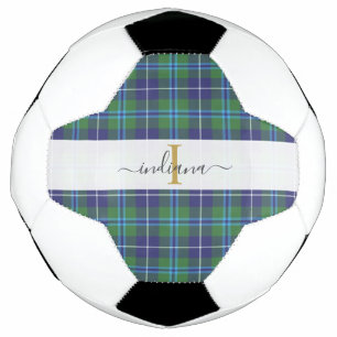 Plaid Tartan Classic Monogram Script Name Football