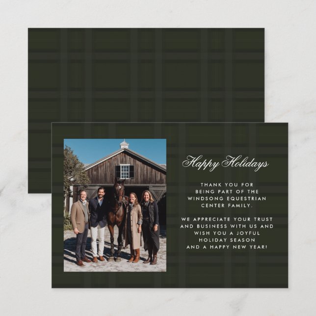 Plaid Tartan Equestrian Barn Ranch Business Thank You Card (Front/Back)